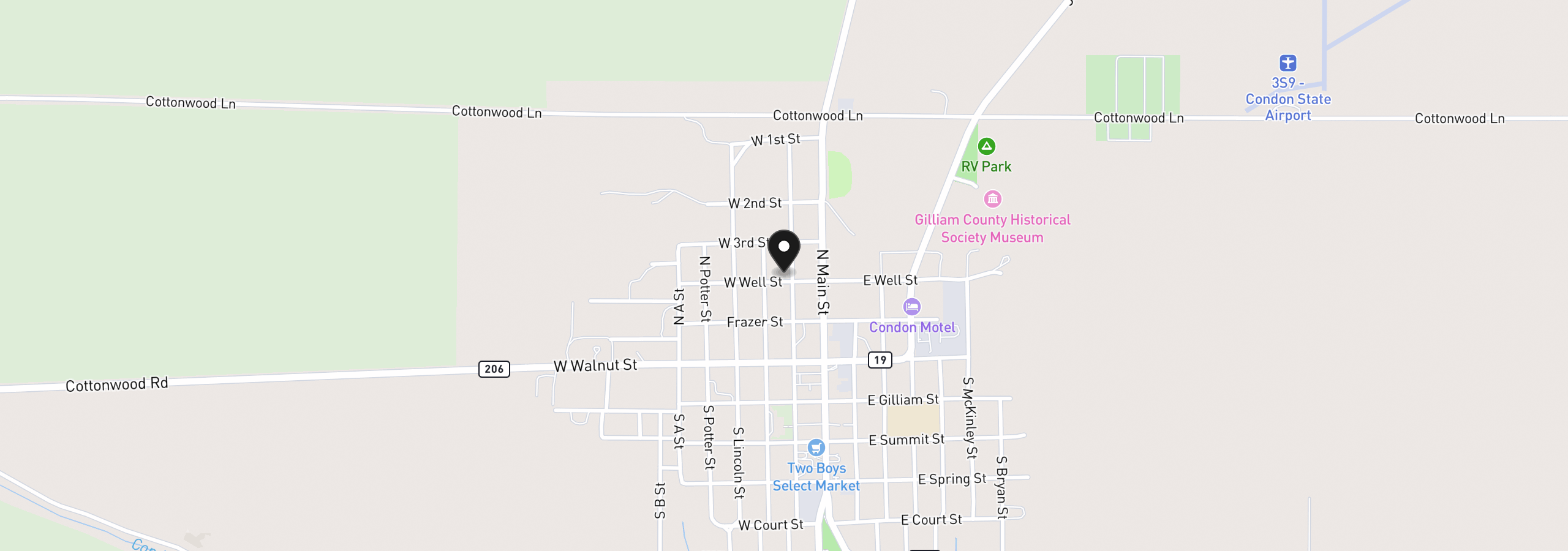 Map showing the location of 303 N Oregon St, Condon, OR 97823