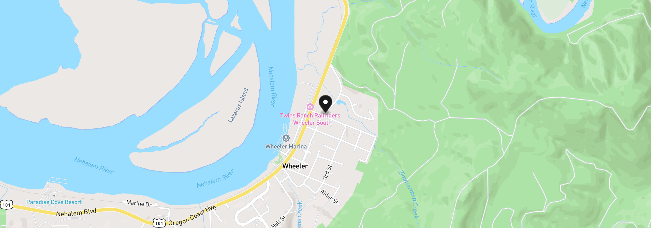 Map showing the location of 107 Hemlock St, Wheeler, OR 97147