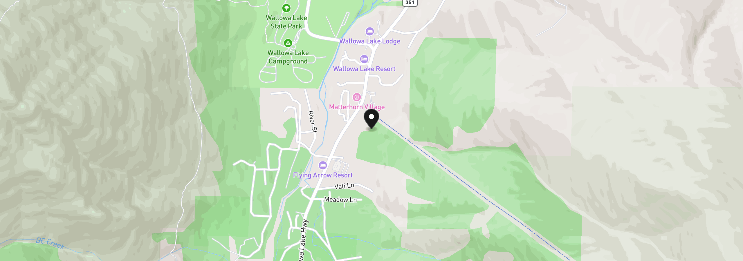 Map showing the location of 0 Tram Ln, Wallowa Lake, OR 97846
