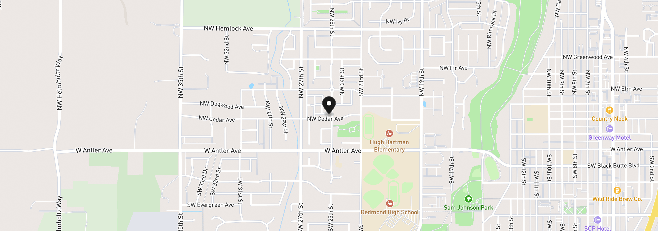 Map showing the location of 2531 NW Cedar Ave 1-4, Redmond, OR 97756