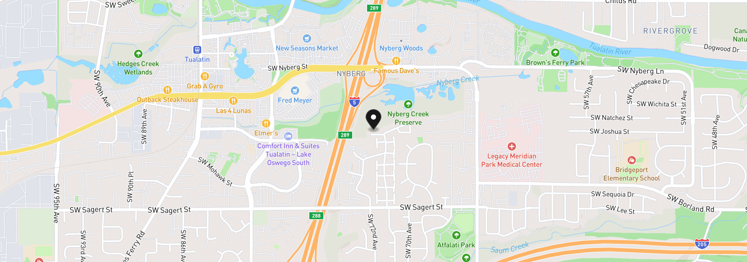 Map showing the location of 7165 SW Sagert St 103, Tualatin, OR 97062
