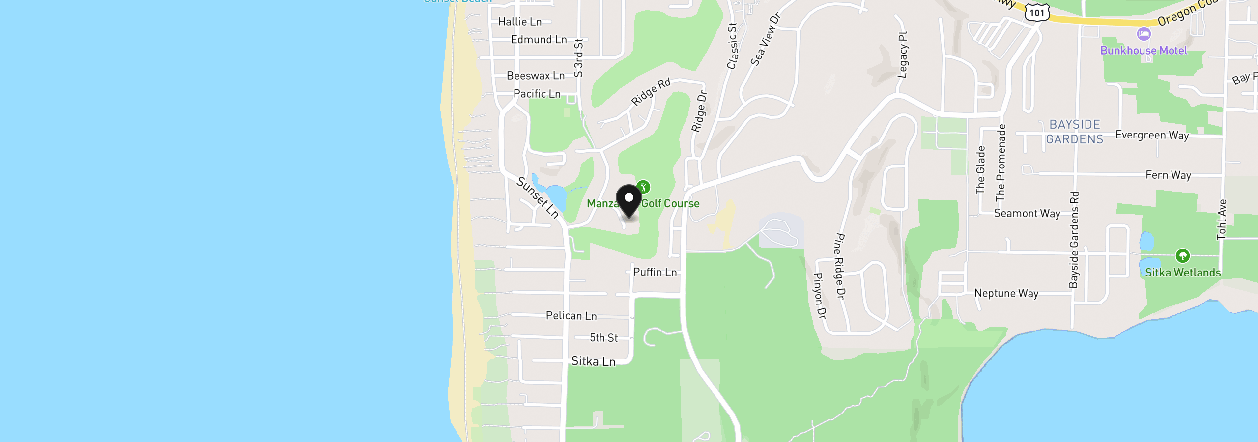 Map showing the location of 483 Beach Pine Rd, Manzanita, OR 97130