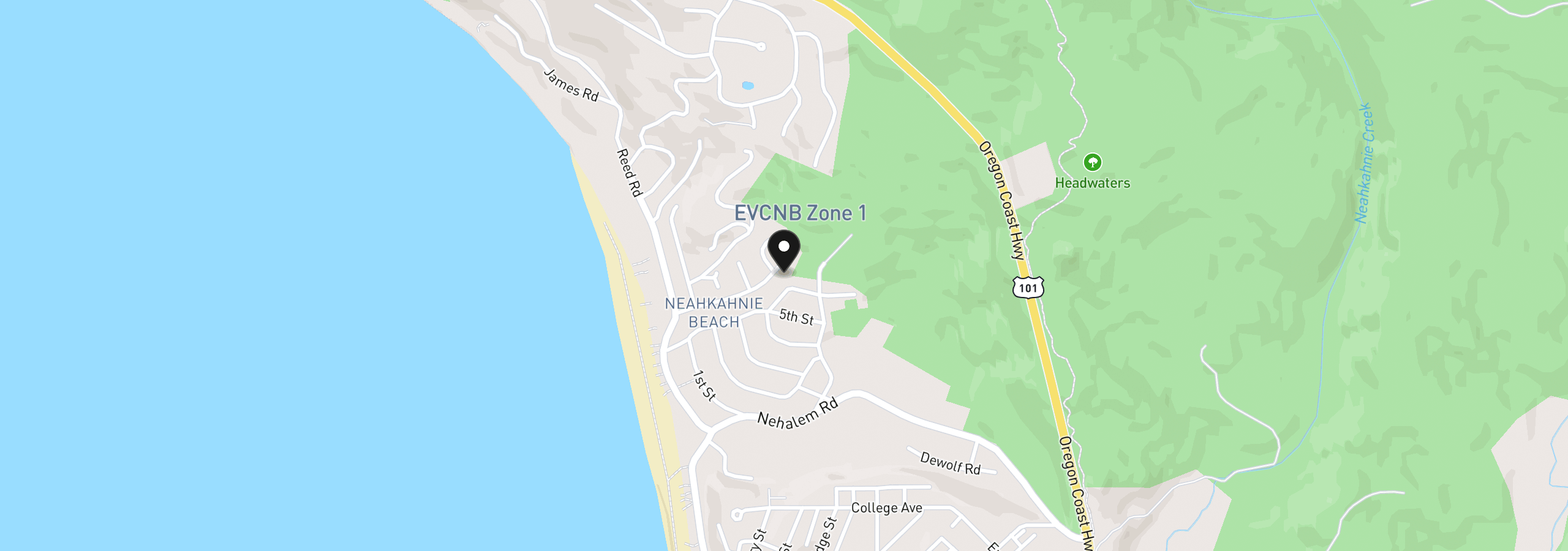 Map showing the location of 8415 Treasure Rocks Rd, Nehalem, OR 97131
