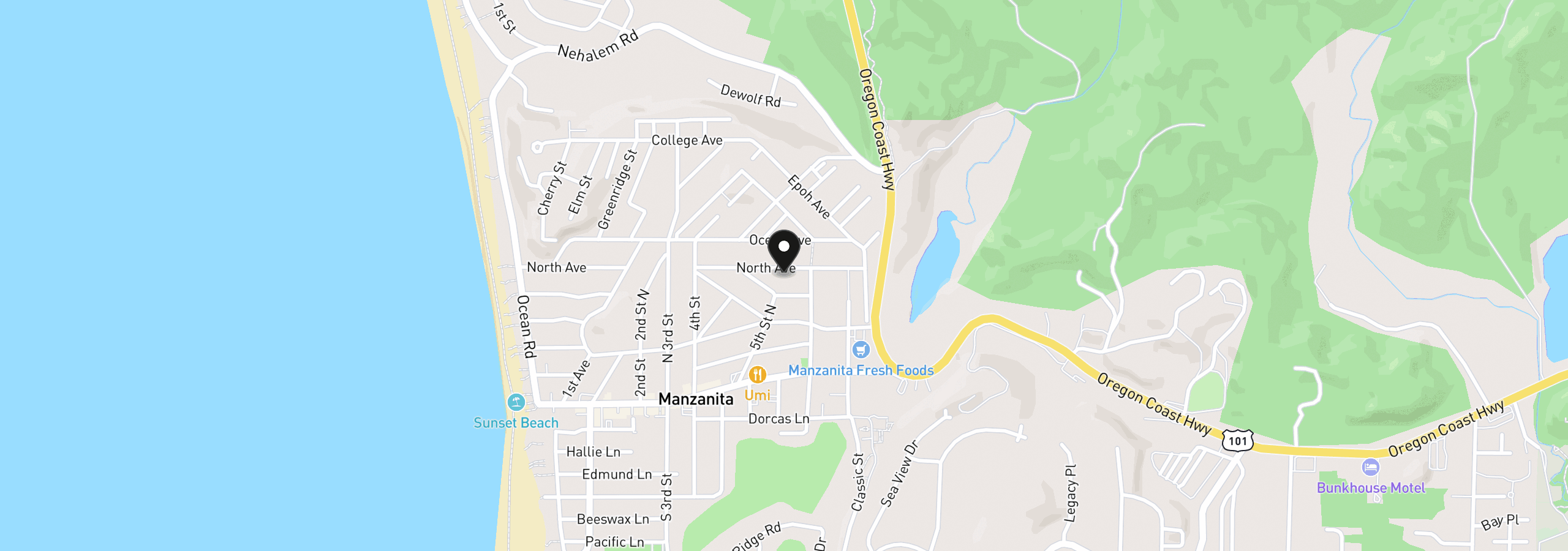 Map showing the location of 530 North Ave, Manzanita, OR 97130