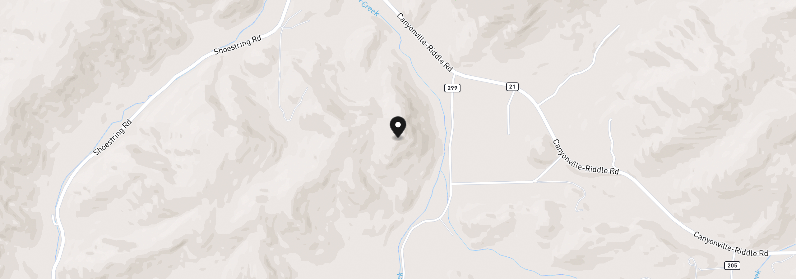 Map showing the location of 1265 Evergreen Ridge Rd, Riddle, OR 97469