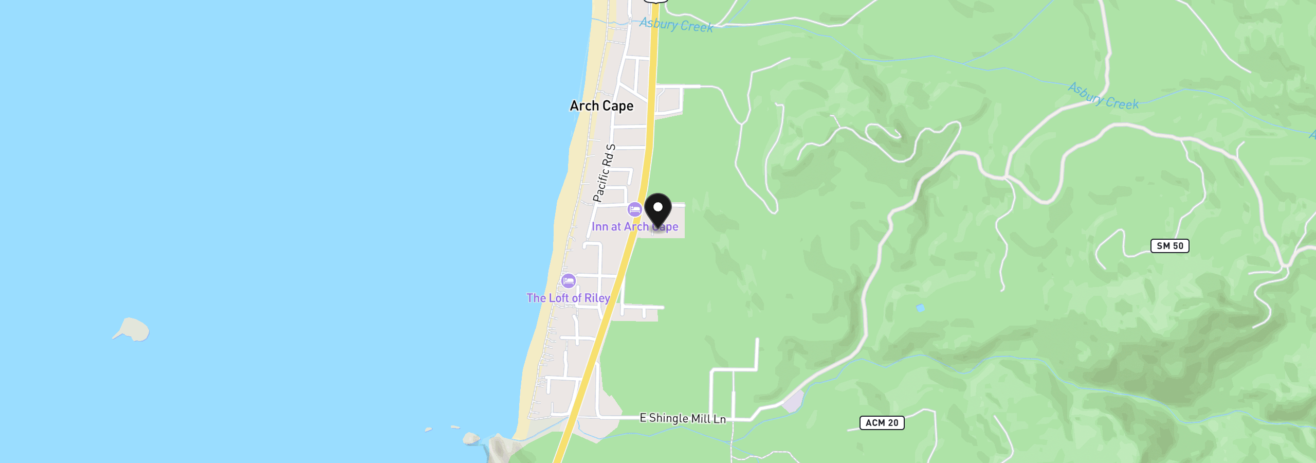 Map showing the location of 31970 E Ocean Ln, Arch Cape, OR 97102