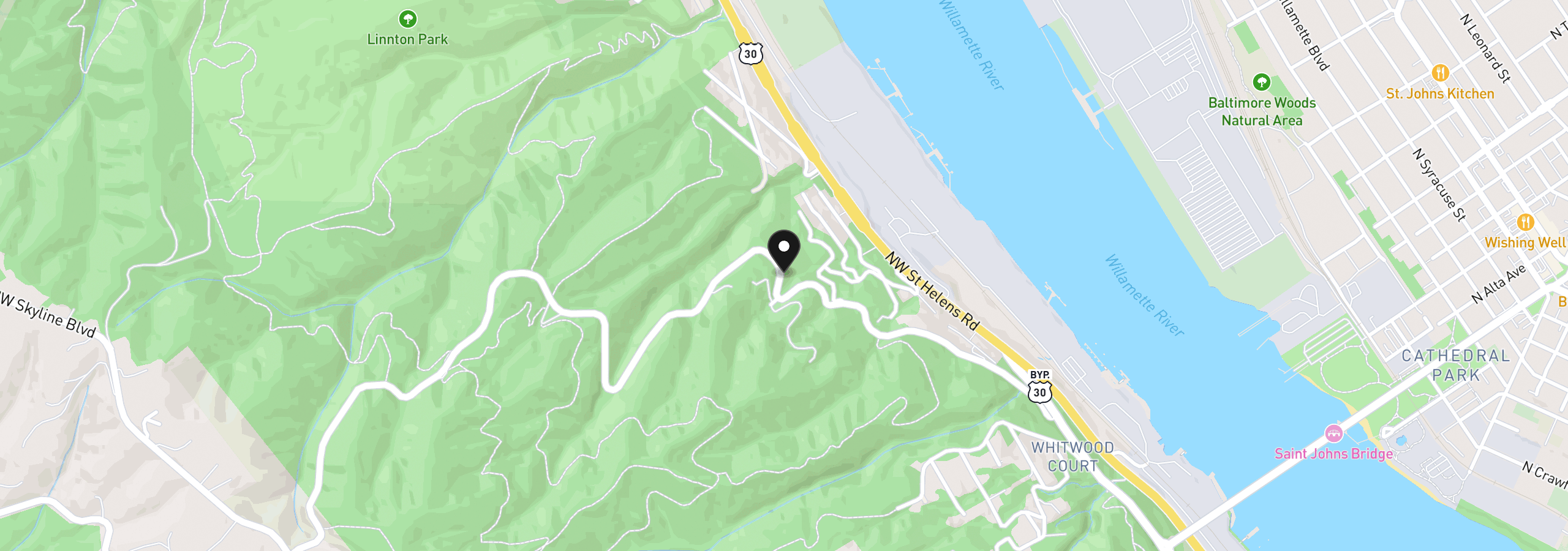 Map showing the location of E Side NW Germantown Rd, Portland, OR 97231