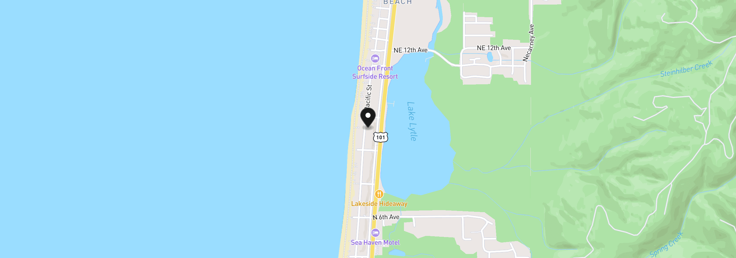 Map showing the location of 856 N Pacific St, Rockaway Beach, OR 97136