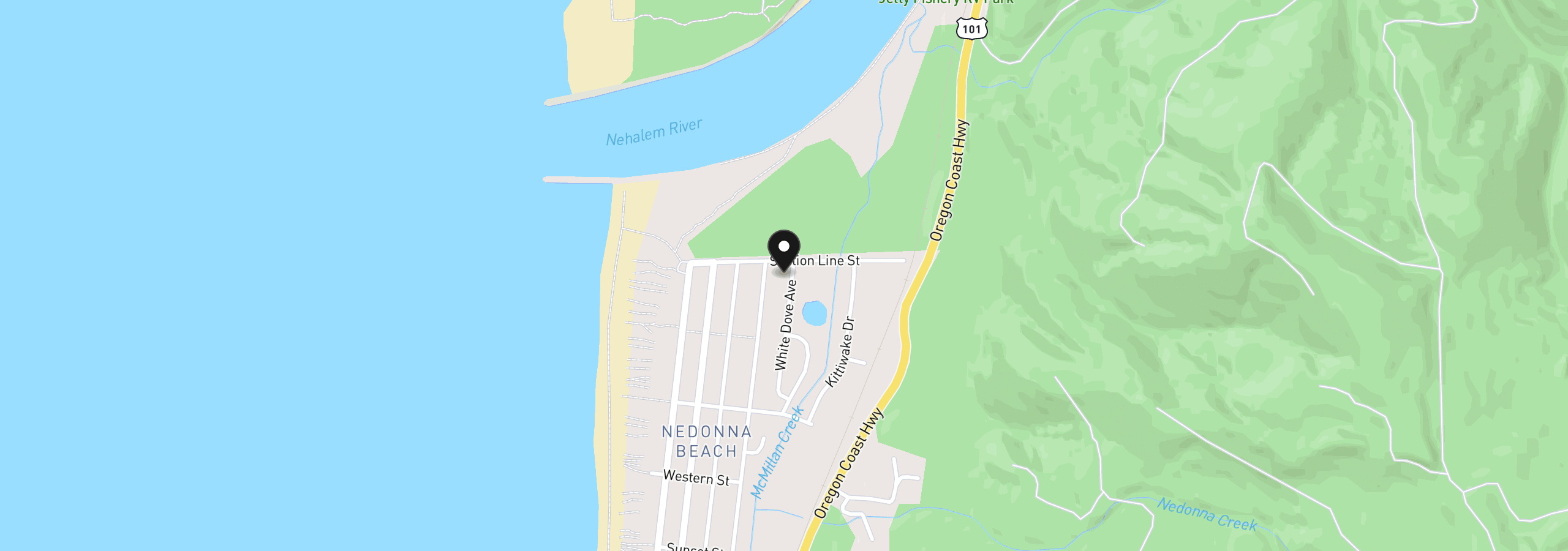 Map showing the location of 26774 White Dove Ave, Rockaway Beach, OR 97136