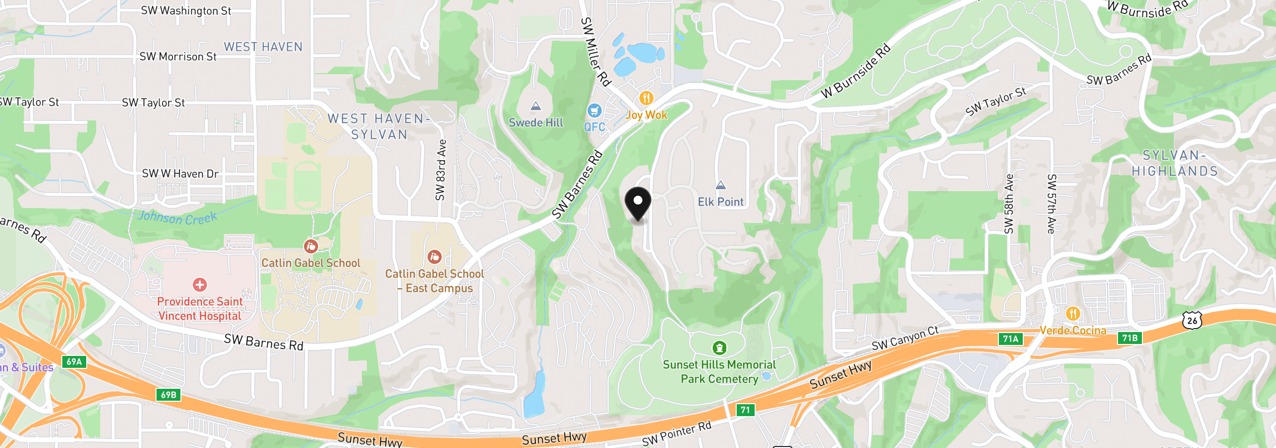 Map showing the location of 1001 SW Summit View Dr, Portland, OR 97225