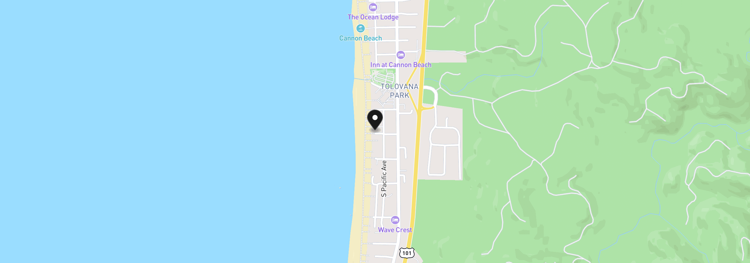 Map showing the location of 258 Umpqua St, Cannon Beach, OR 97110