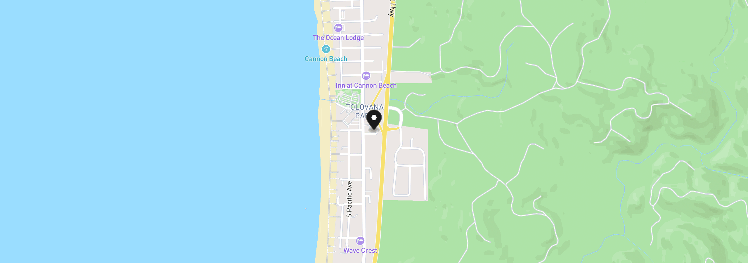 Map showing the location of 160 E Siuslaw St 1, Cannon Beach, OR 97110
