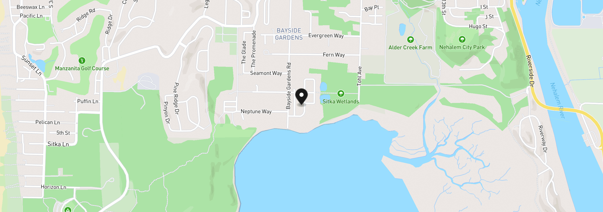 Map showing the location of 34010 Pintail Ave, Nehalem, OR 97131