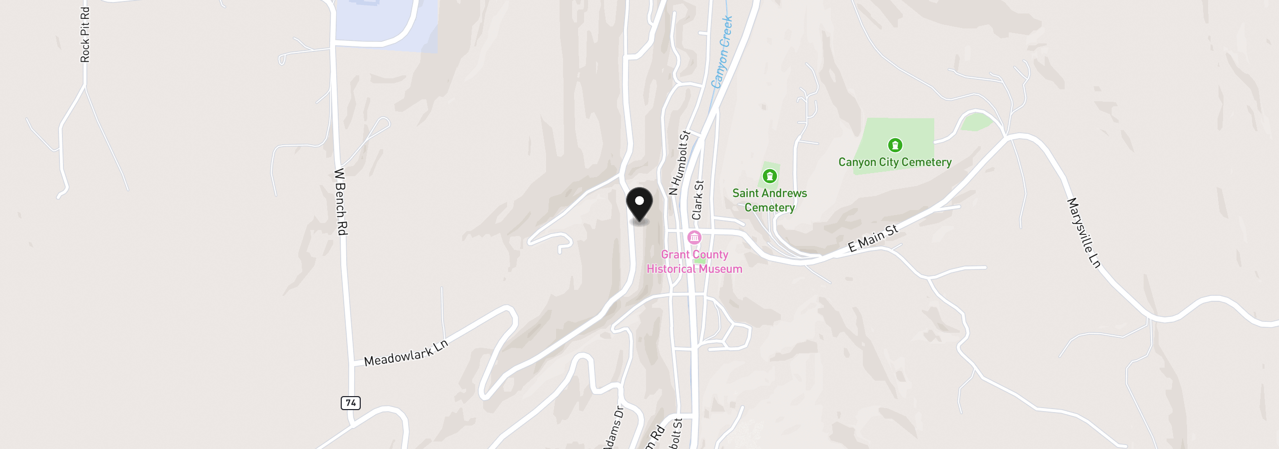 Map showing the location of 216 Elkview Dr, Canyon City, OR 97820