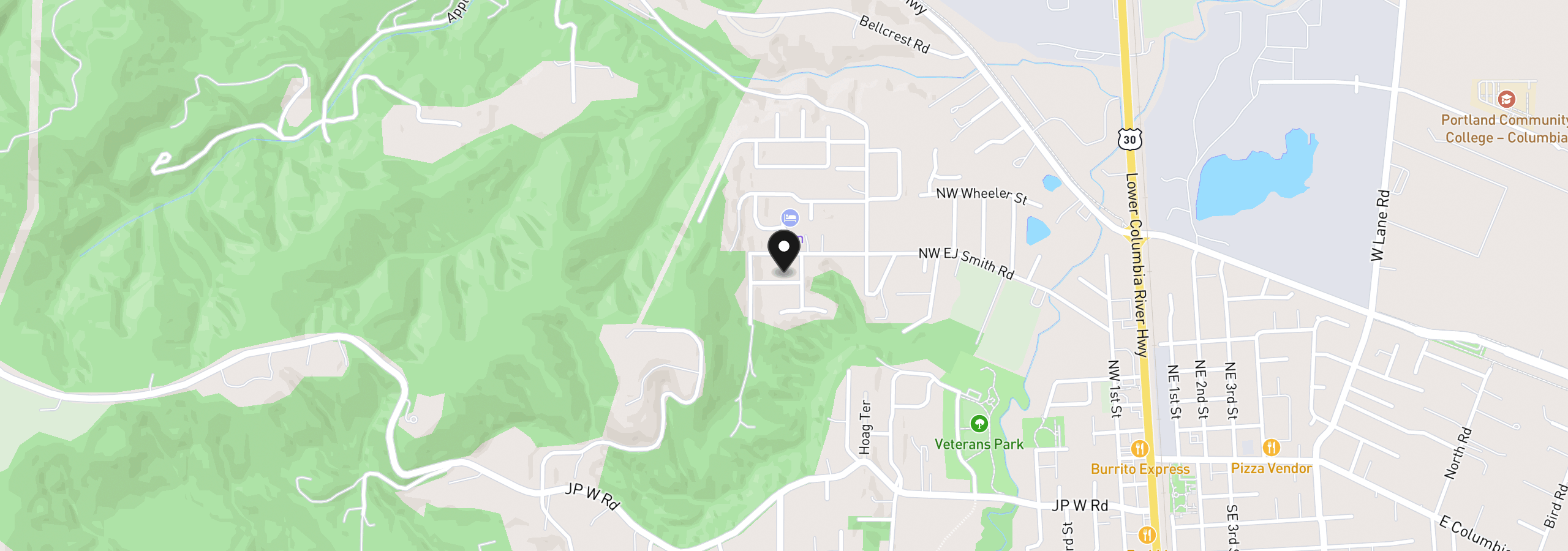 Map showing the location of 32859 NW Overlook St, Scappoose, OR 97056