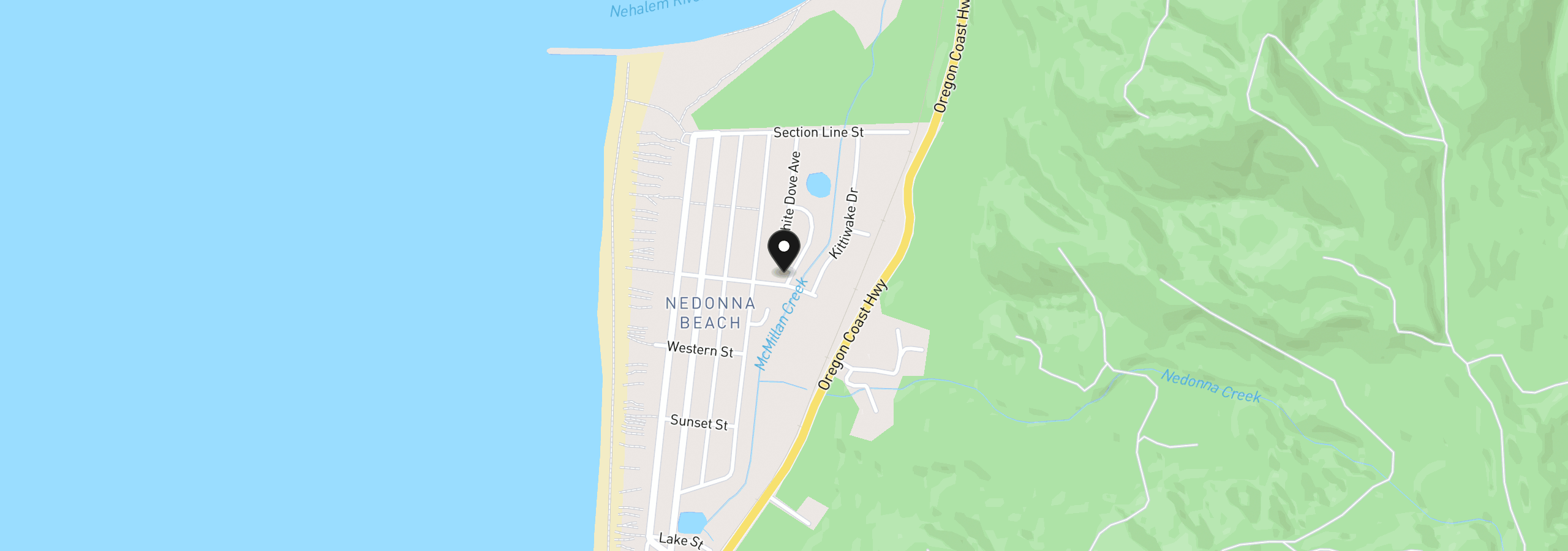 Map showing the location of 8905 Donald St, Rockaway Beach, OR 97136