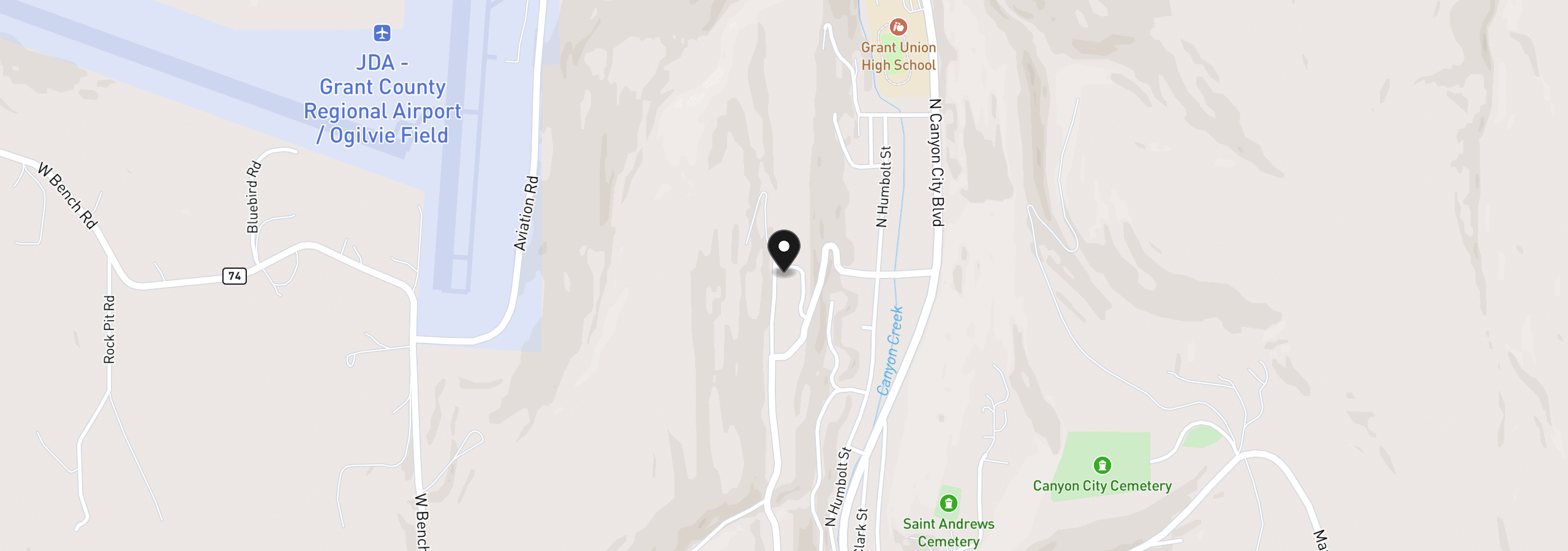 Map showing the location of Elkview Dr, Canyon City, OR 97820