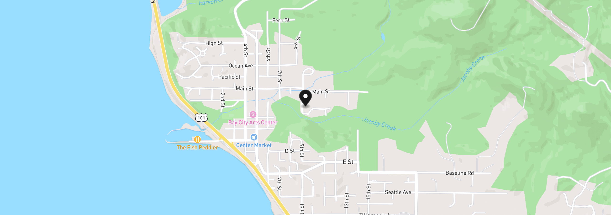 Map showing the location of 9555 9th St, Bay City, OR 97107