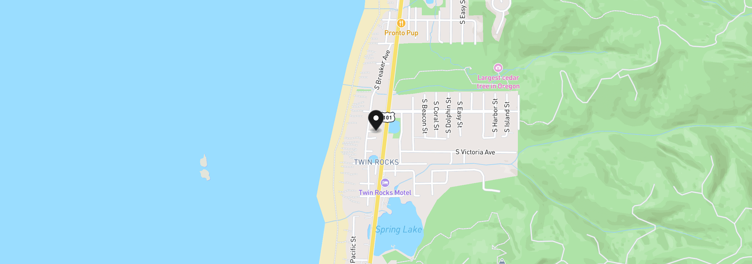 Map showing the location of 1062 Breaker Ave, Rockaway Beach, OR 97136