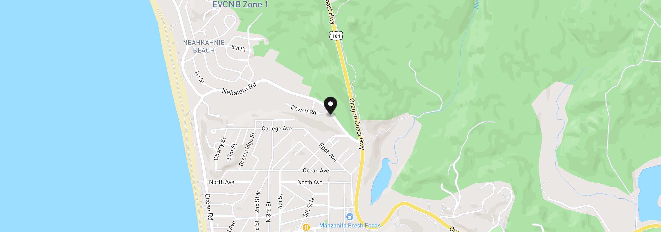 Map showing the location of 9370 Dewolf Rd, Nehalem, OR 97131