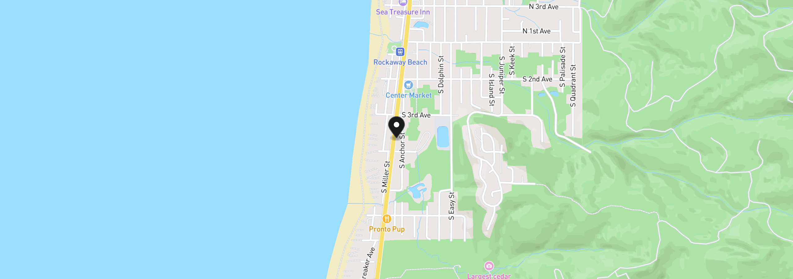 Map showing the location of 358 S Hwy 101, Rockaway Beach, OR 97136