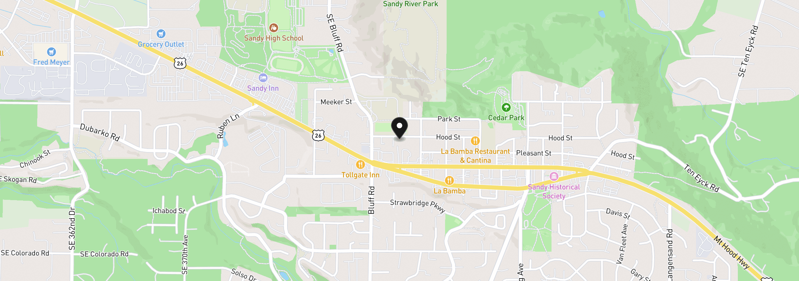 Map showing the location of 38376 Hood St, Sandy, OR 97055