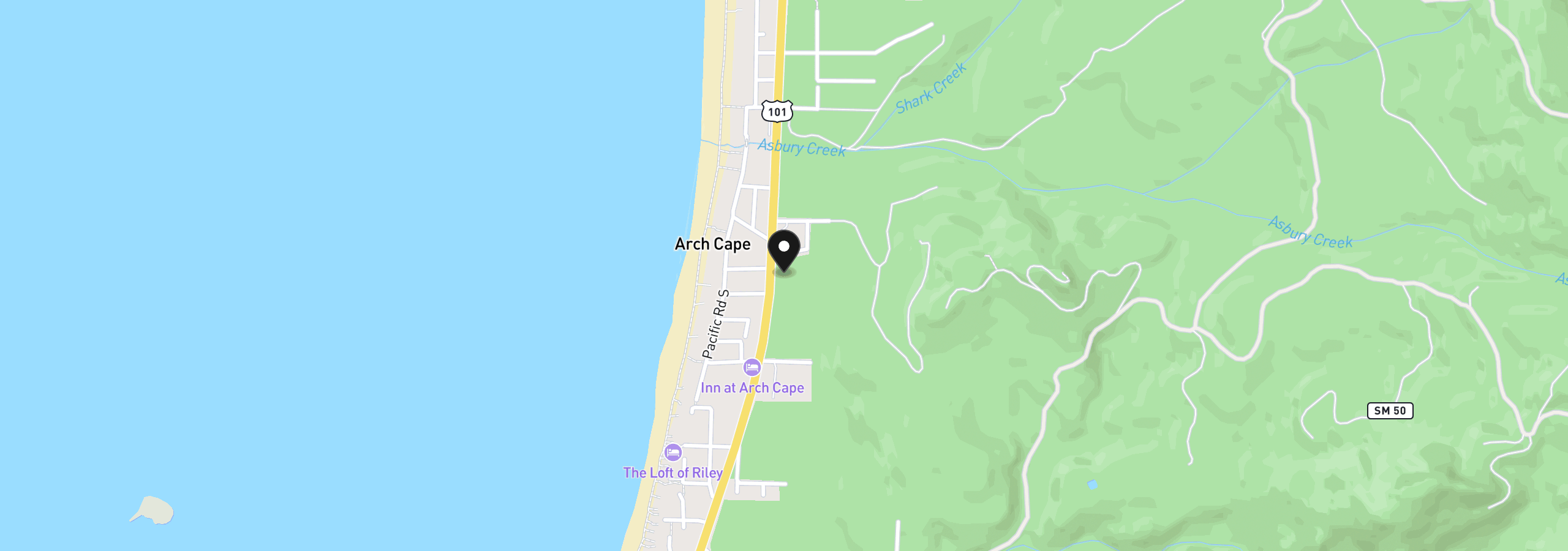 Map showing the location of 79433 Hwy 101, Arch Cape, OR 97102