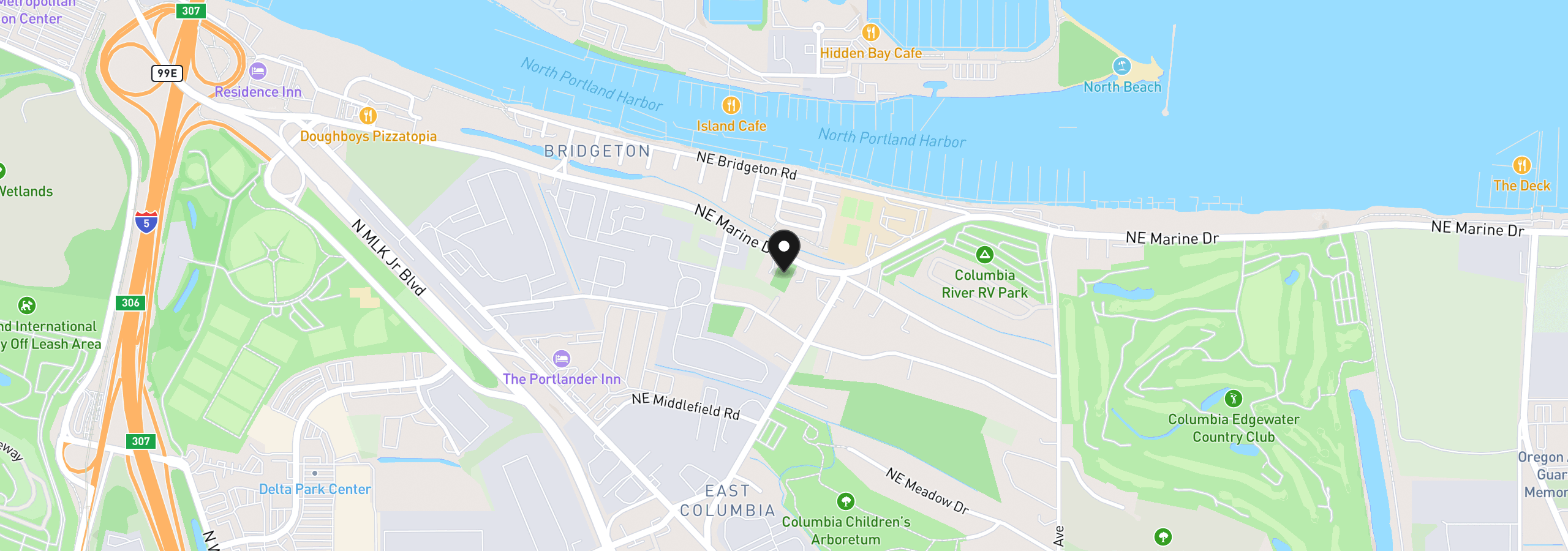 Map showing the location of 362 NE Marine Dr, Portland, OR 97211