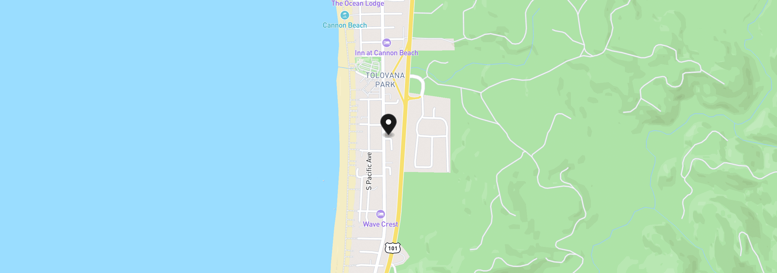 Map showing the location of 140 Tyee St, Cannon Beach, OR 97110