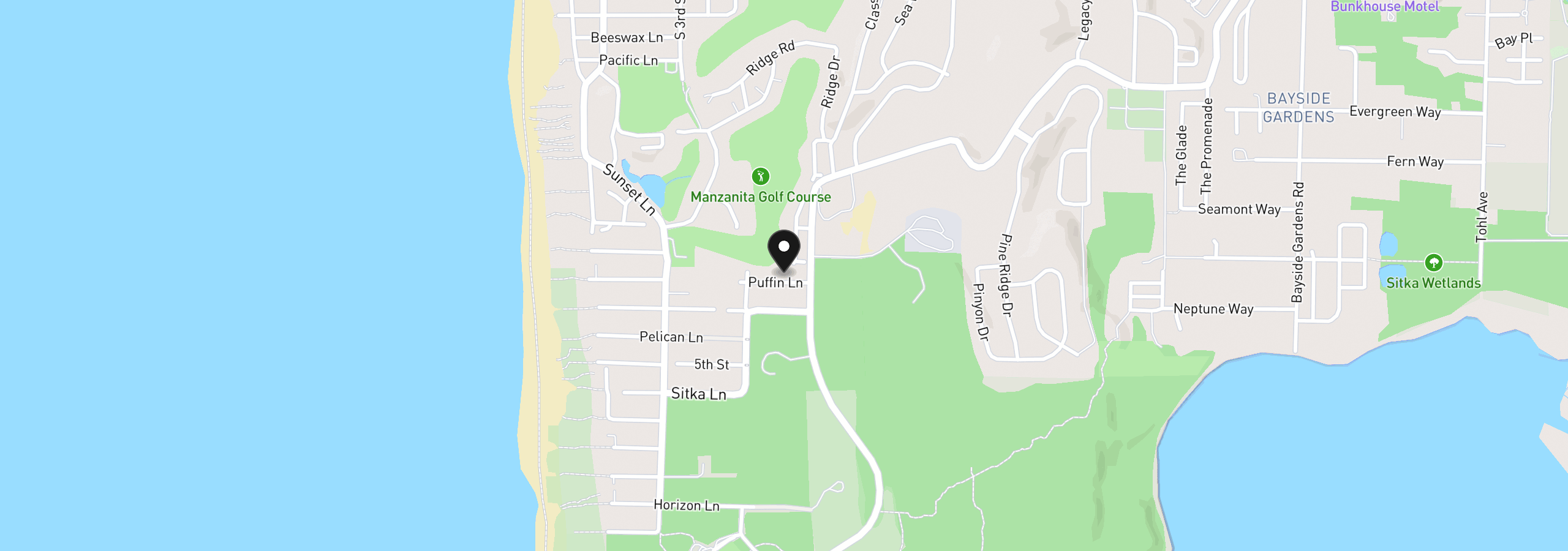 Map showing the location of Puffin Ln 16, Manzanita, OR 97130