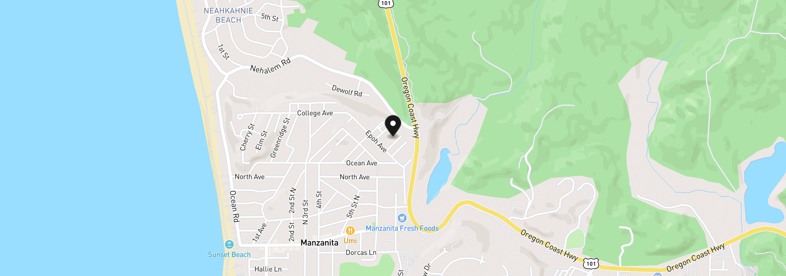 Map showing the location of 37800 18th St, Manzanita, OR 97130