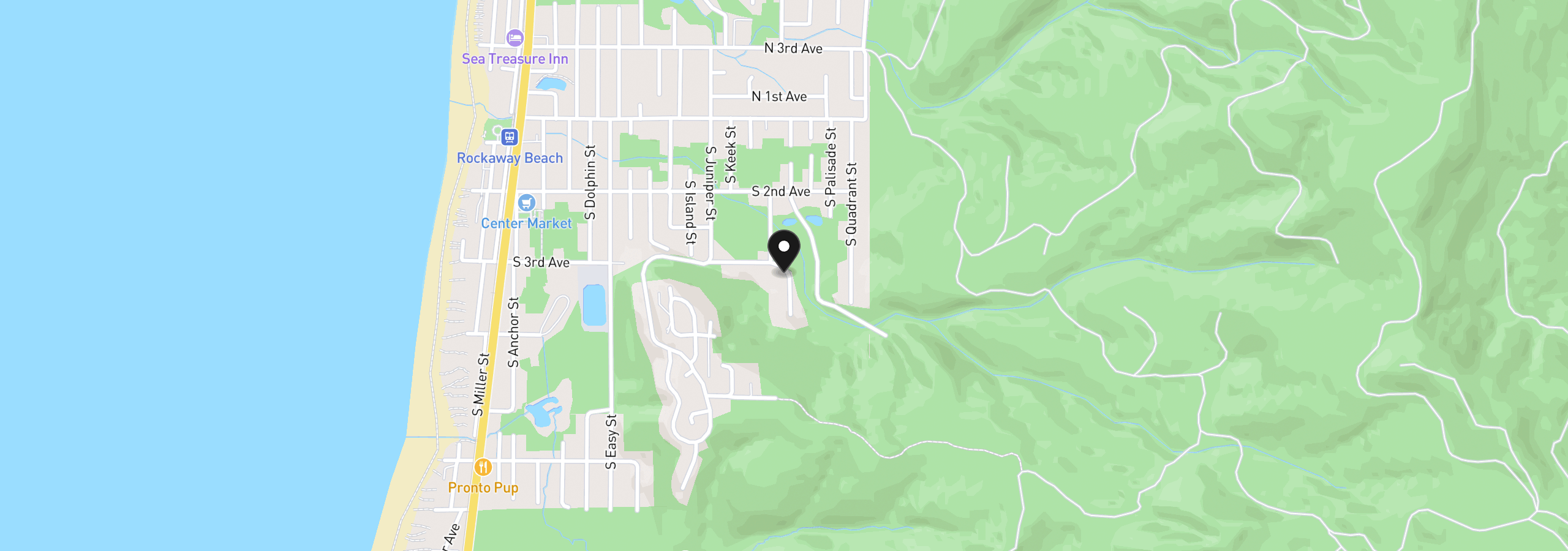 Map showing the location of 301 S Neptune St, Rockaway Beach, OR 97136