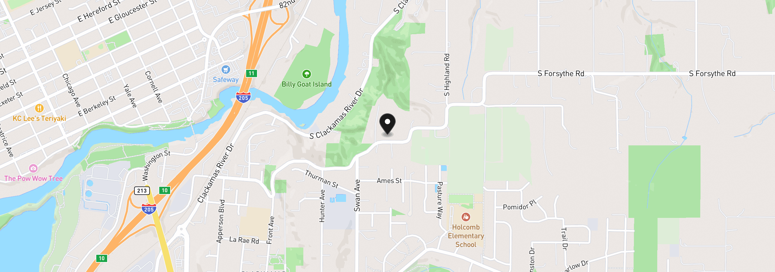 Map showing the location of 14429 Forsythe Rd, Oregon City, OR 97045