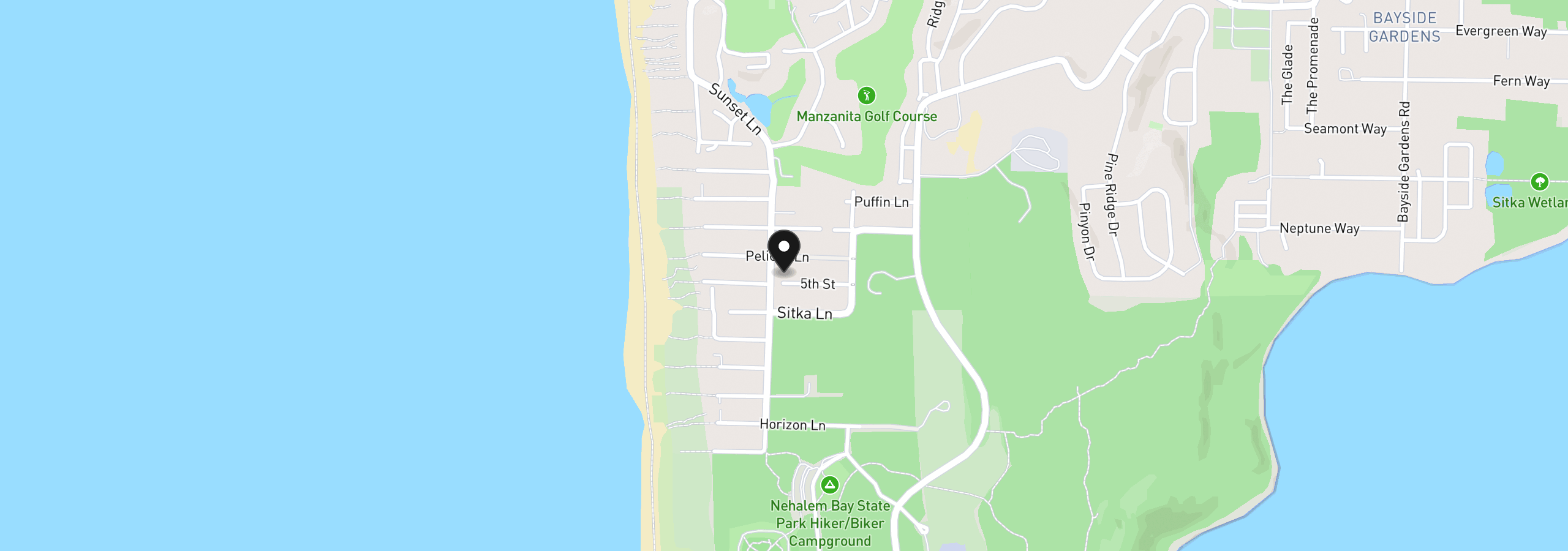 Map showing the location of 9010 Windward Ln, Manzanita, OR 97130