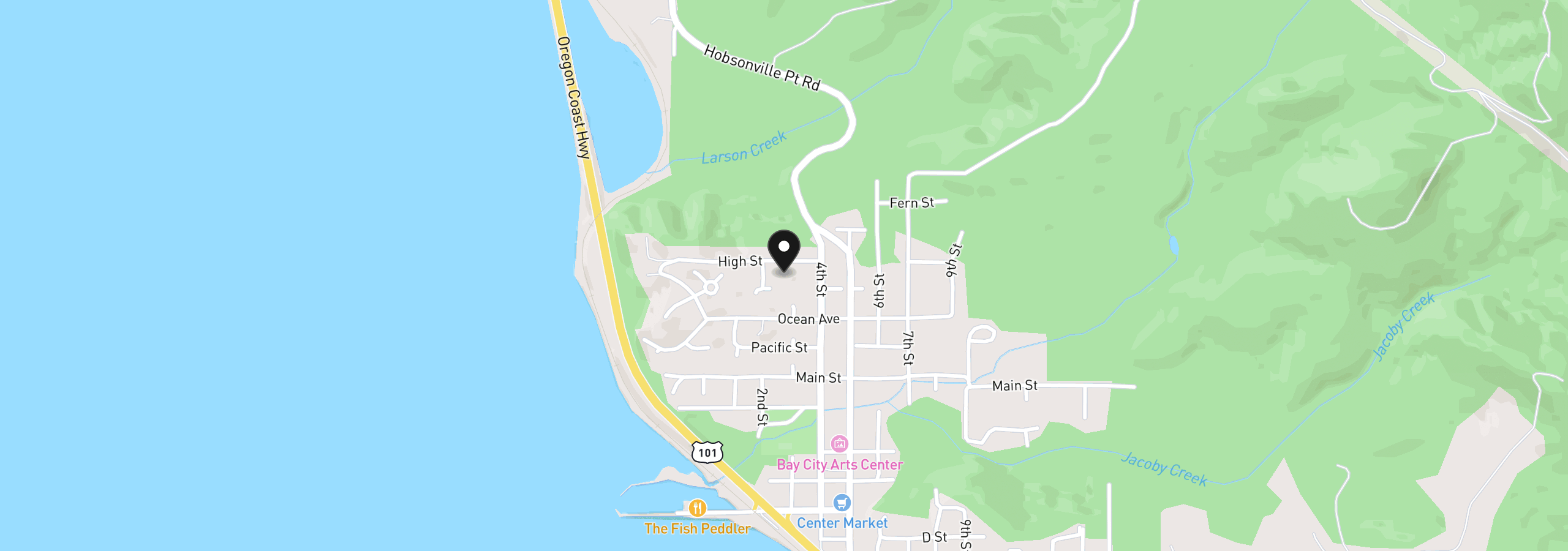 Map showing the location of 5300 High St, Bay City, OR 97107