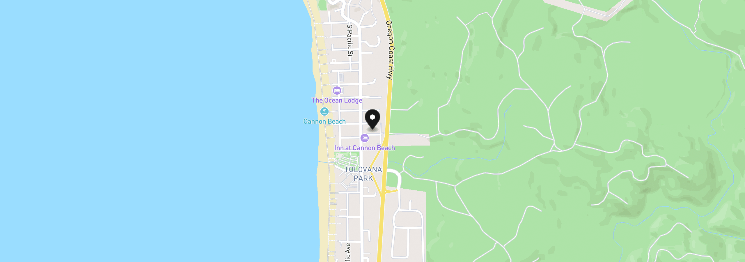 Map showing the location of Lodges at Cannon Bch C1-G, Cannon Beach, OR 97110