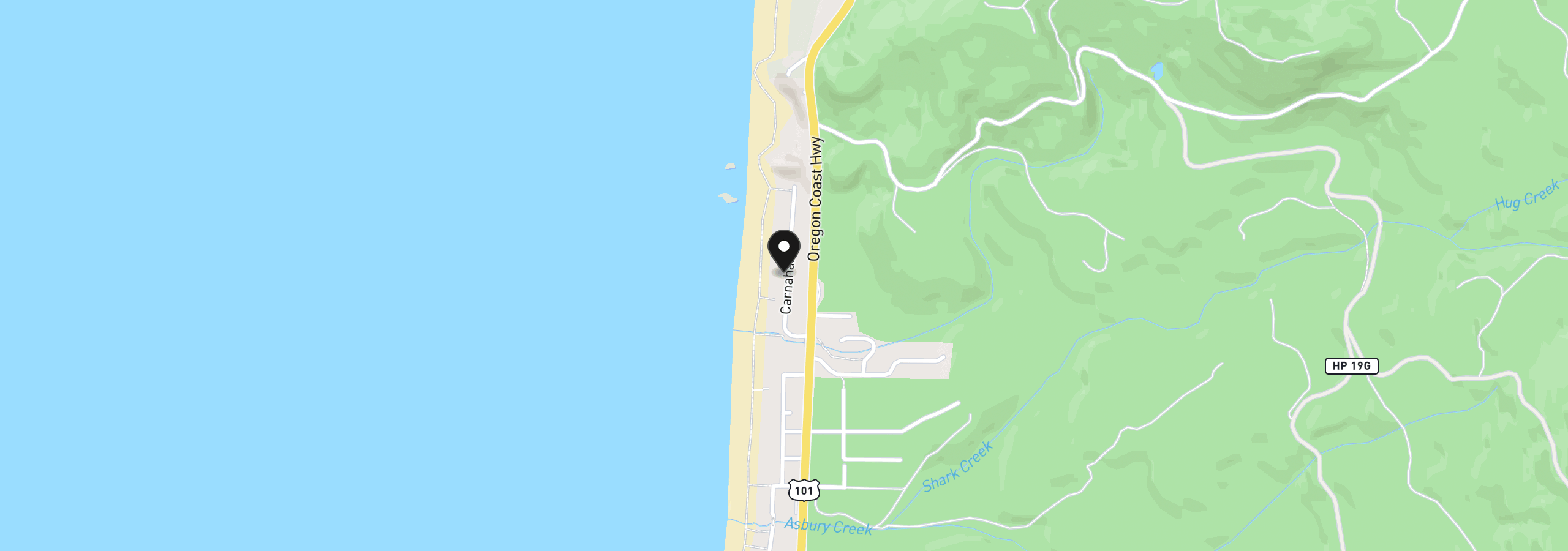 Map showing the location of 80444 Carnahan Rd, Arch Cape, OR 97102