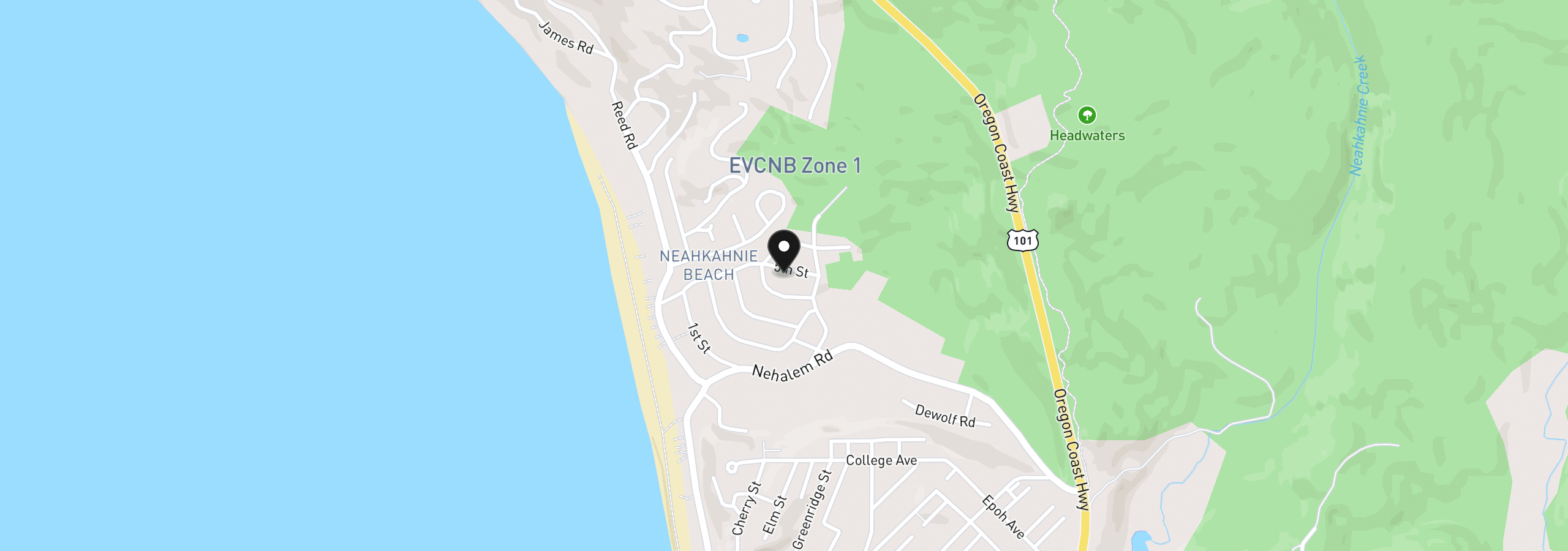 Map showing the location of 37470 Fifth St, Manzanita, OR 97130