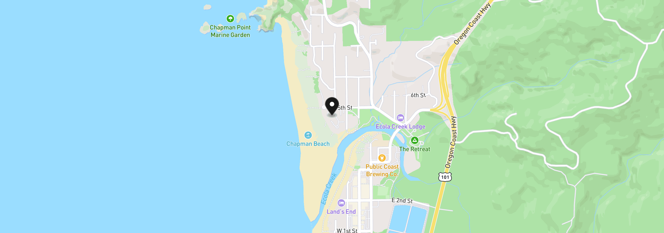 Map showing the location of 204 Breakers Point Condo 204, Cannon Beach, OR 97110