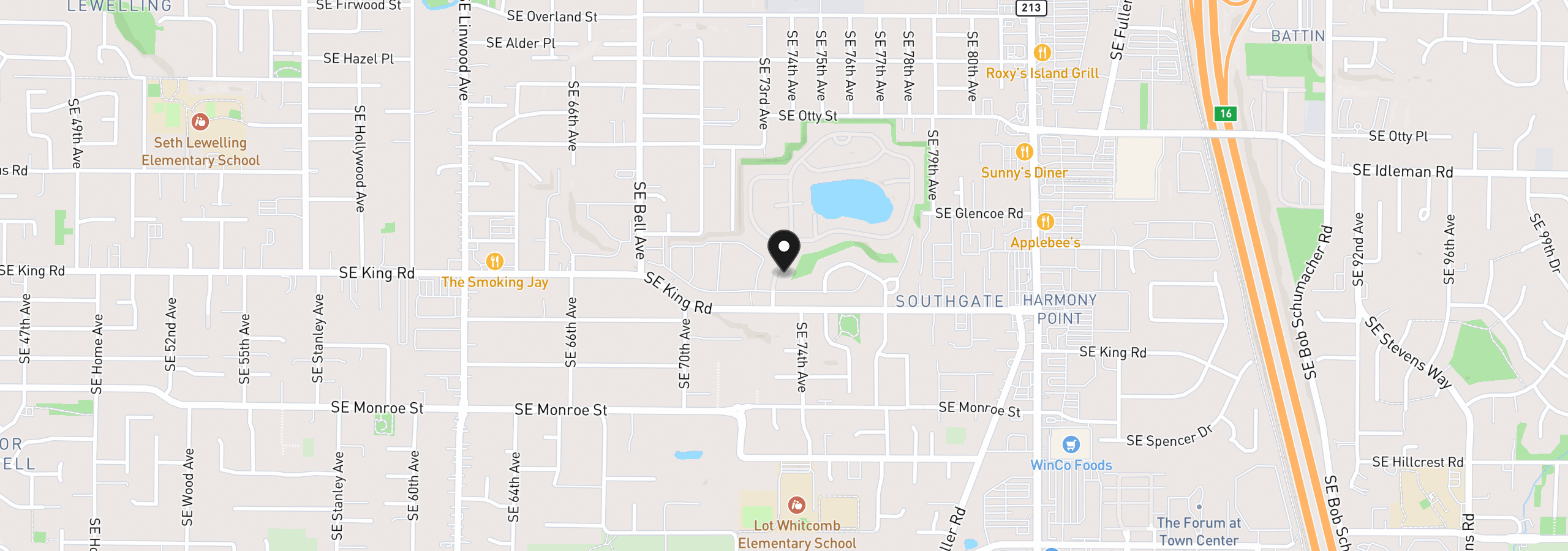 Map showing the location of 10400 SE Cook Ct 131, Milwaukie, OR 97222