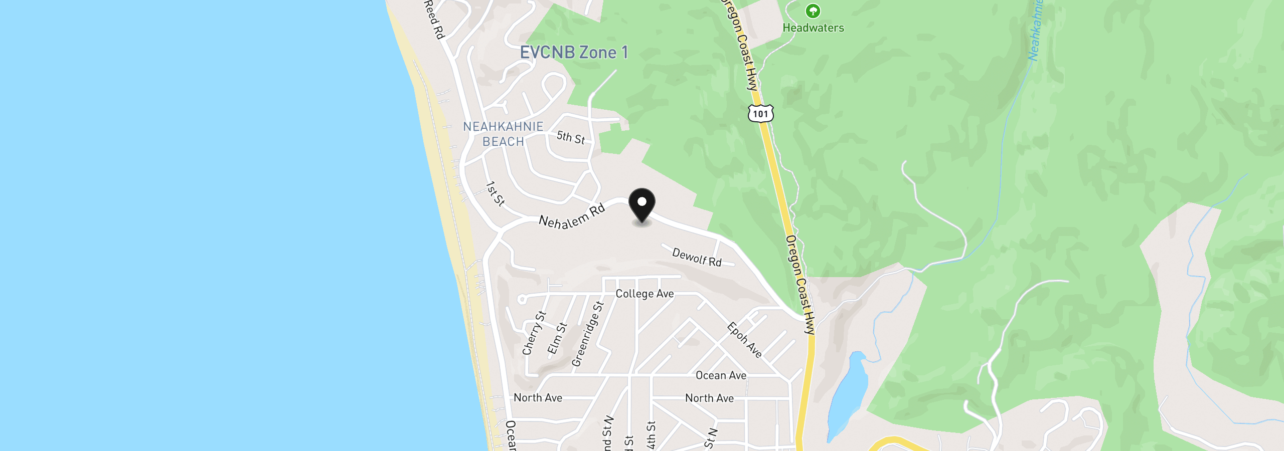 Map showing the location of 9175 Nehalem Rd, Manzanita, OR 97130