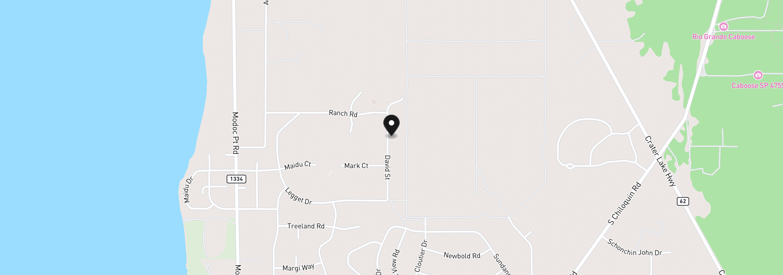 Map showing the location of David St 3, Chiloquin, OR 97624