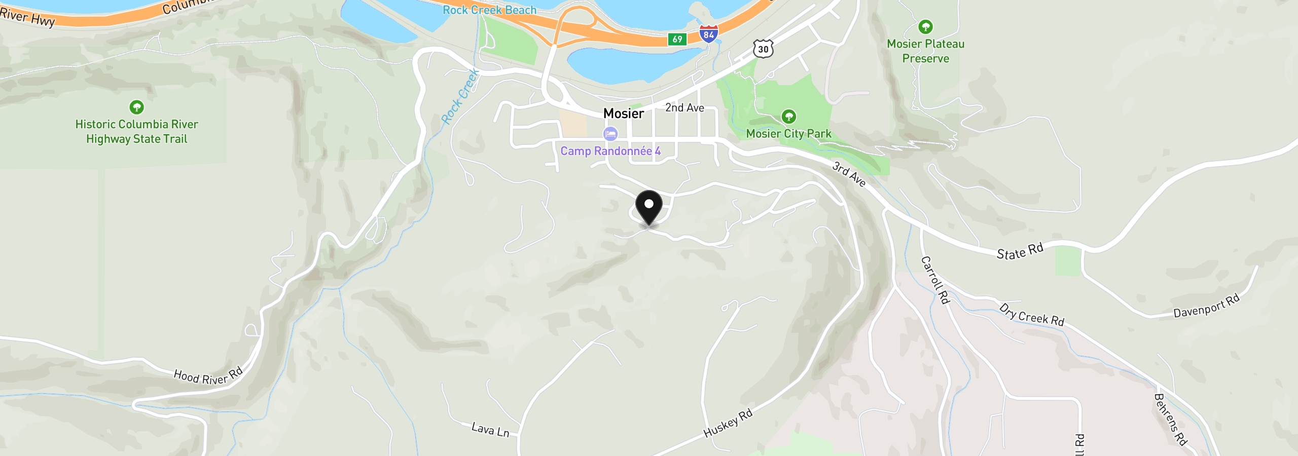 Map showing the location of Blanchard Blvd 34, Mosier, OR 97040