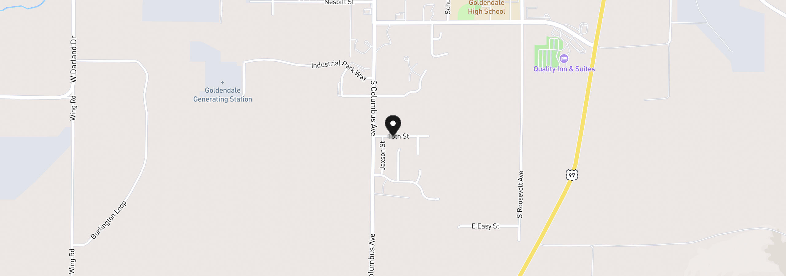 Map showing the location of Highland Ct, Goldendale, Wa 98620