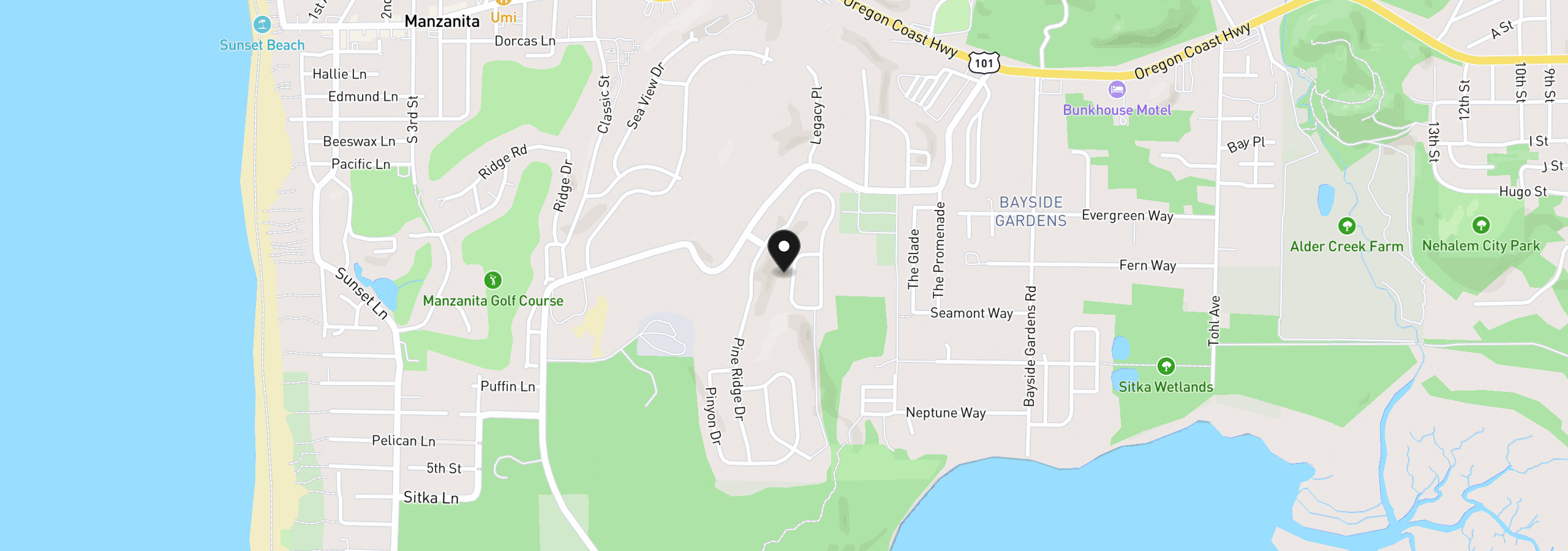 Map showing the location of Vl Ponderosa Loop Lot 61, Manzanita, OR 97130