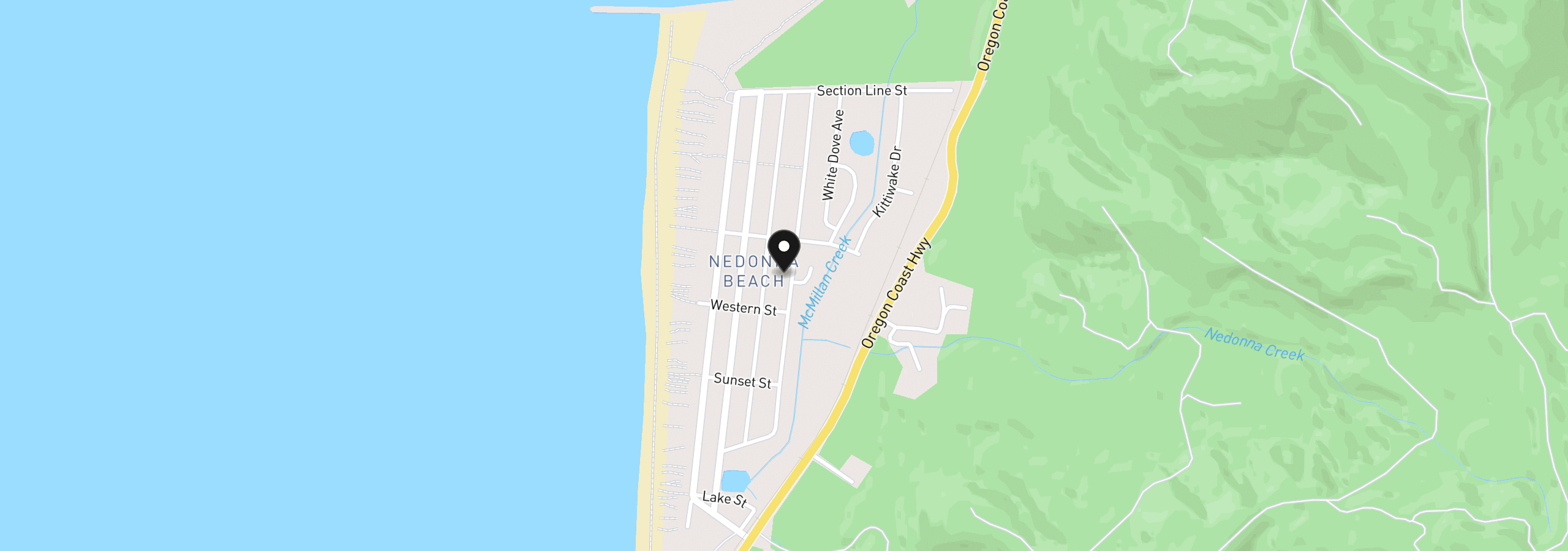Map showing the location of 26280 David Ave, Rockaway Beach, OR 97136