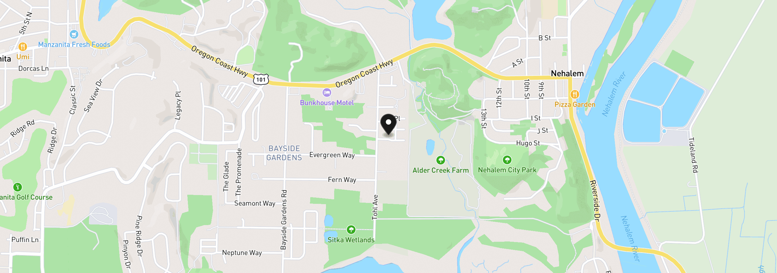 Map showing the location of 11620 Ernst Ct, Nehalem, OR 97131