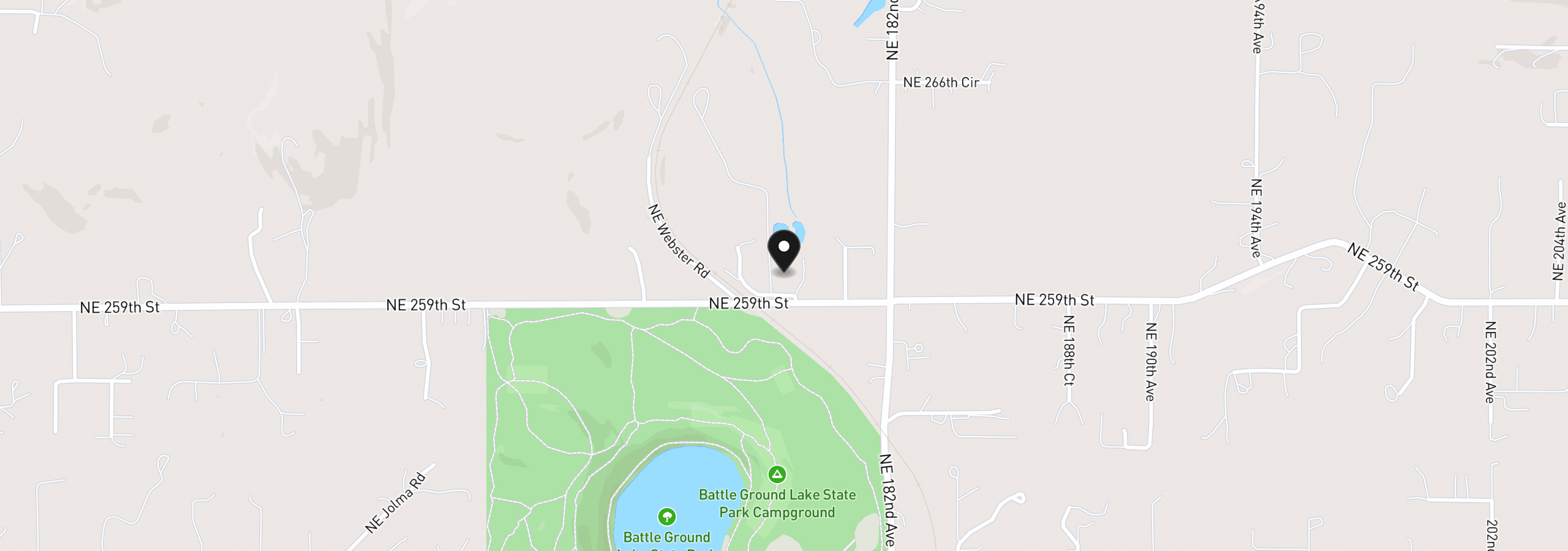 Map showing the location of 17808 NE 259th St, Battle Ground, Wa 98604