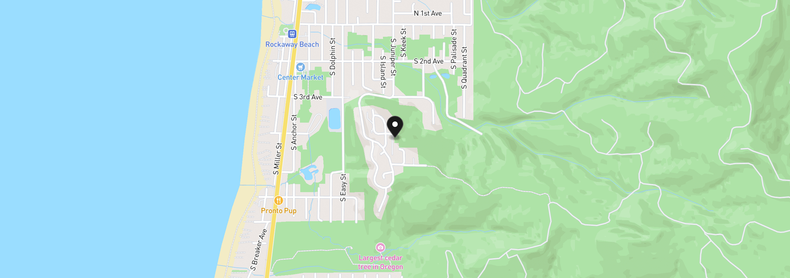 Map showing the location of 5200 Longview Loop, Rockaway Beach, OR 97136