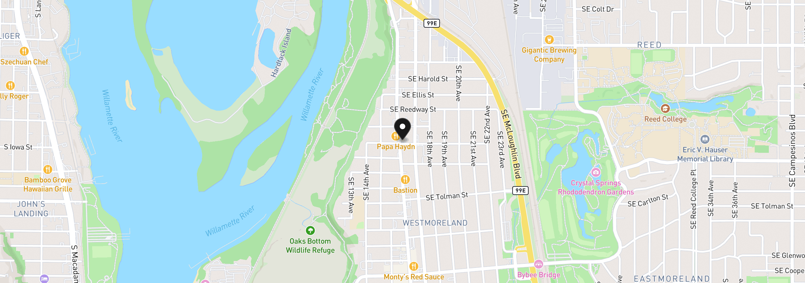 Map showing the location of 5848 SE Milwaukie Ave, Portland, OR 97202
